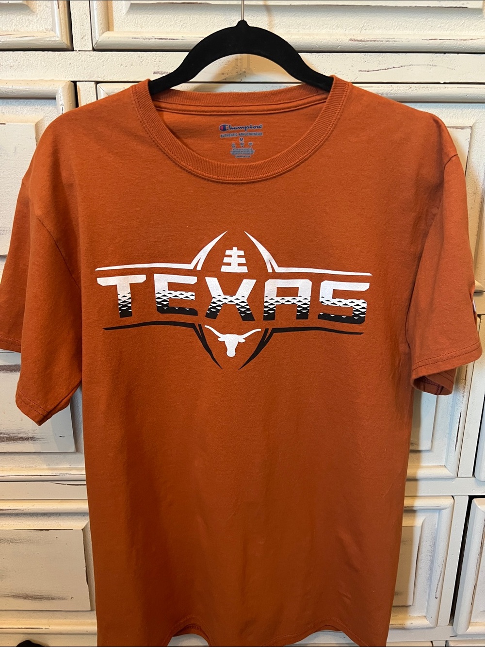 Champion Men's Texas Graphic Tee in Burnt Orange and White